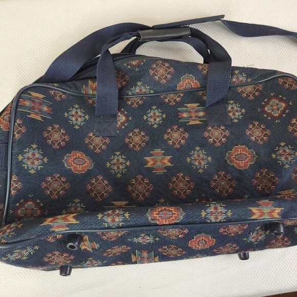Vtg 90s Diane Von Furstenburg Navajo Aztec Print Tapestry Weekend Bag - Picture 8 of 11